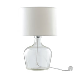 "Lampada da tavolo HENDRIX in vetro con paralume in tessuto bianco"