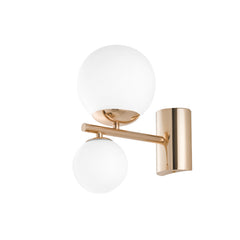 "Applique HERA in metallo oro con due diffusori in vetro bianco"