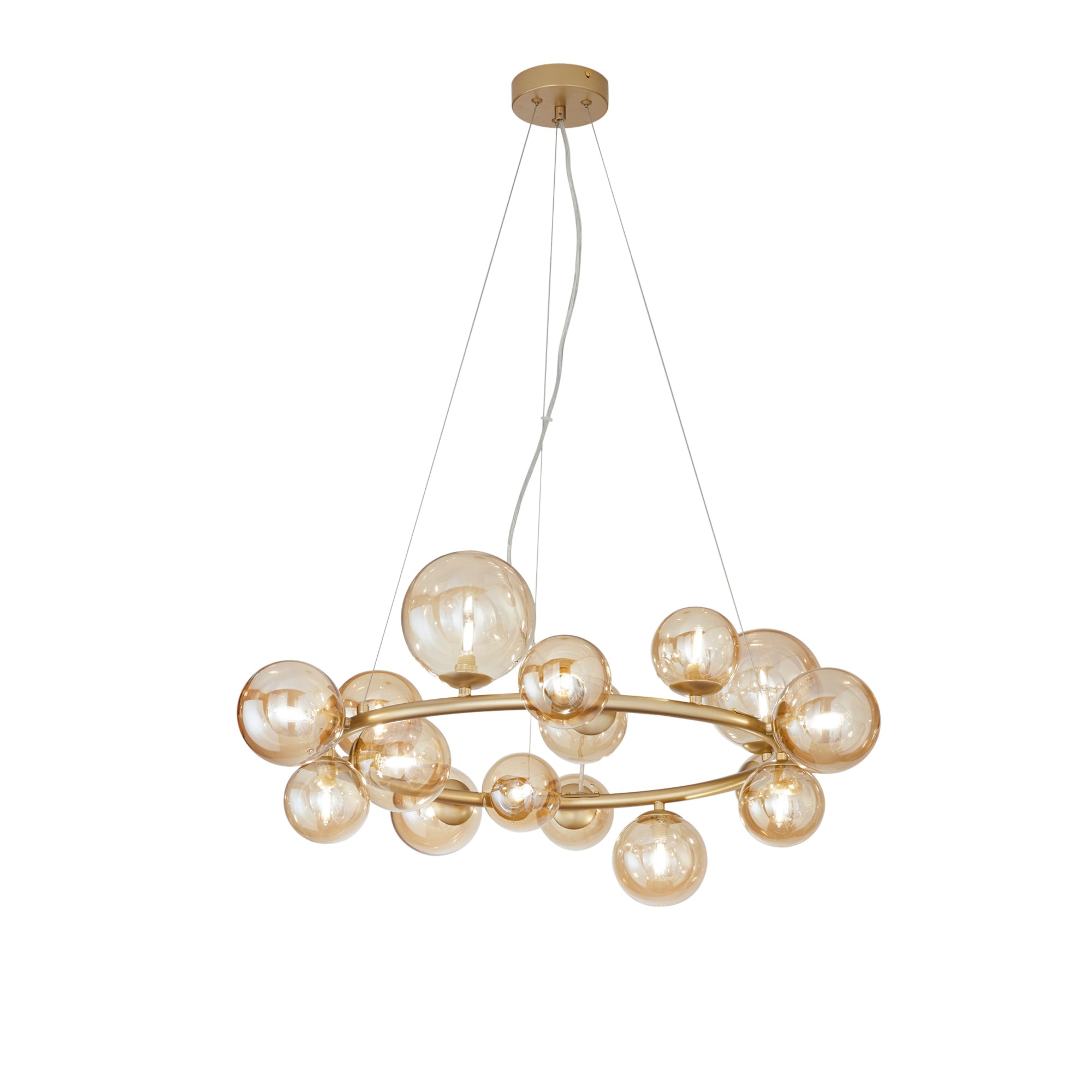 "Sospensione HONEY in metallo ottone con 16 diffusori champagne"