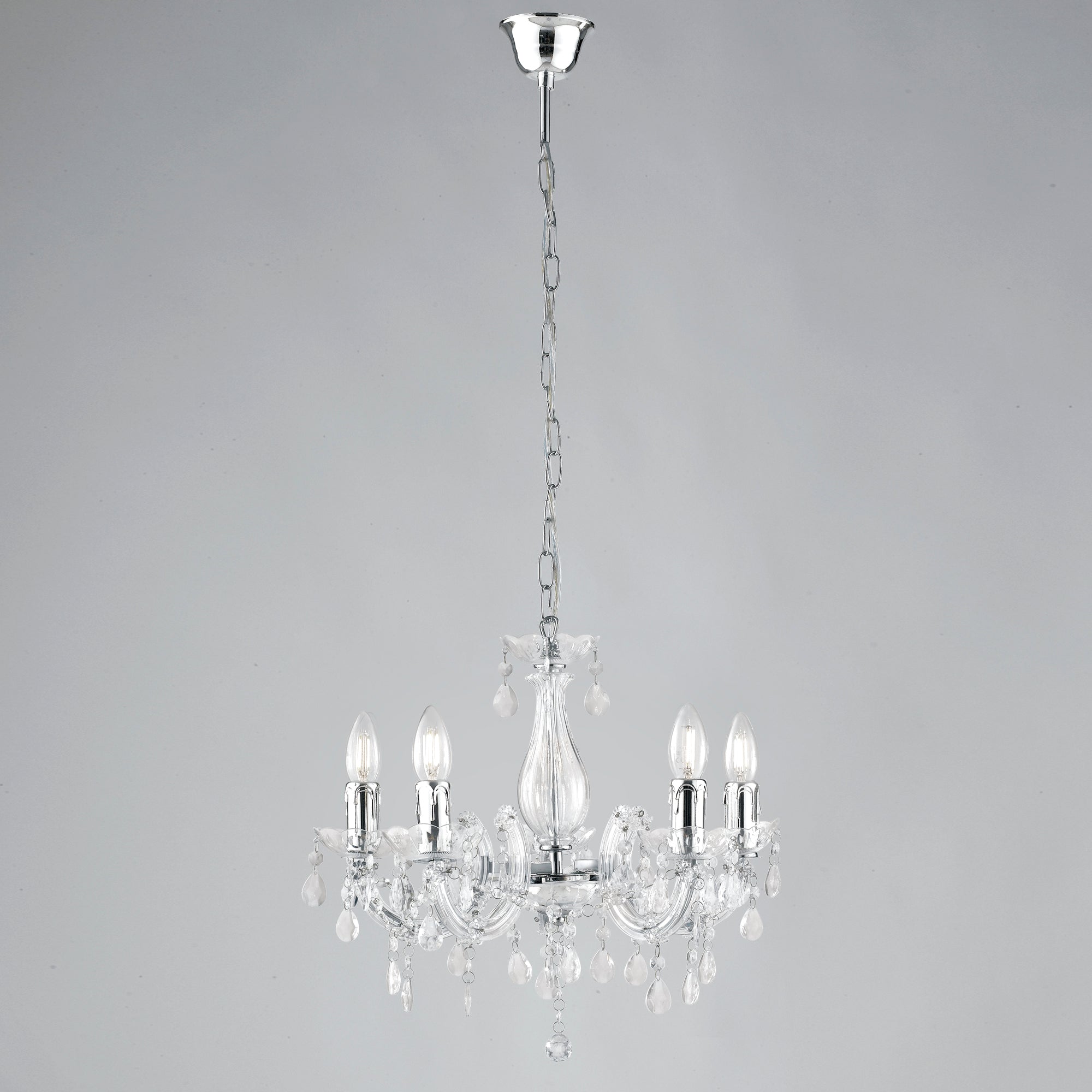 LAMPADARIO HOUSTON TRASPARENTE 5XE14 44X120CM