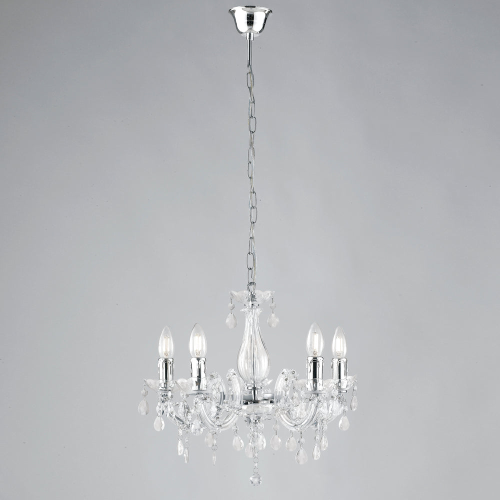 LAMPADARIO HOUSTON TRASPARENTE 5XE14 44X120CM