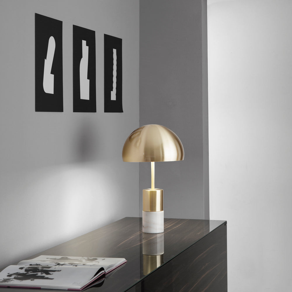 LAMPADA DA TAVOLO IGEA ORO CON MARMO 2XE14 30X30X51,5CM