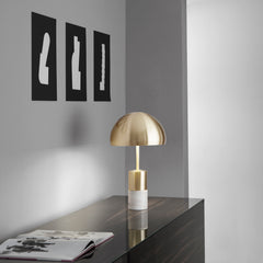 LAMPADA DA TAVOLO IGEA ORO CON MARMO 2XE14 30X30X51,5CM