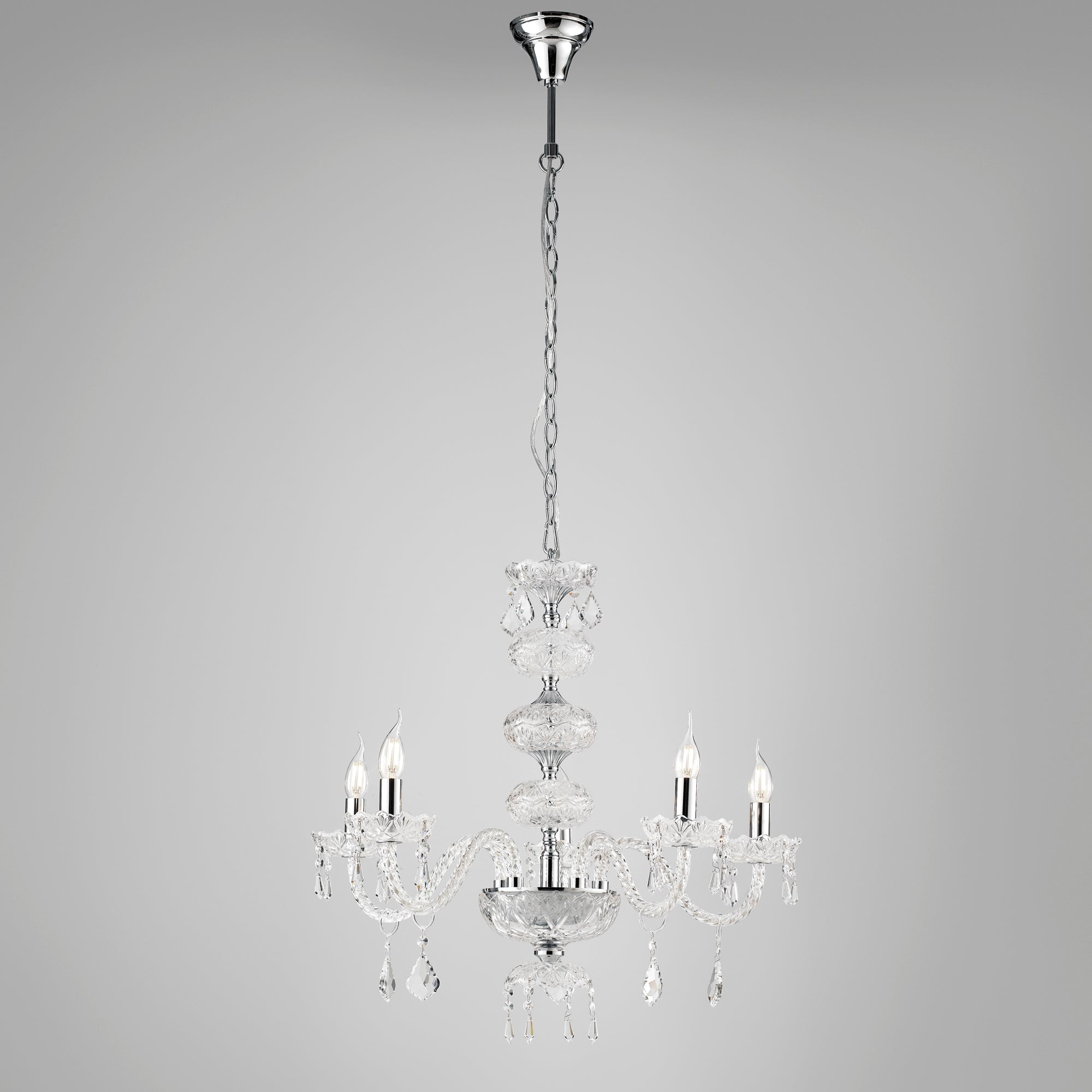 LAMPADARIO INCANTO CROMO 5XE14 69X154CM