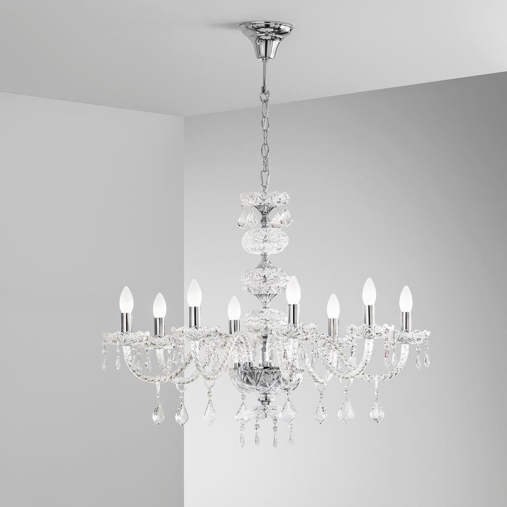 LAMPADARIO INCANTO CROMO 8XE14 83X154CM