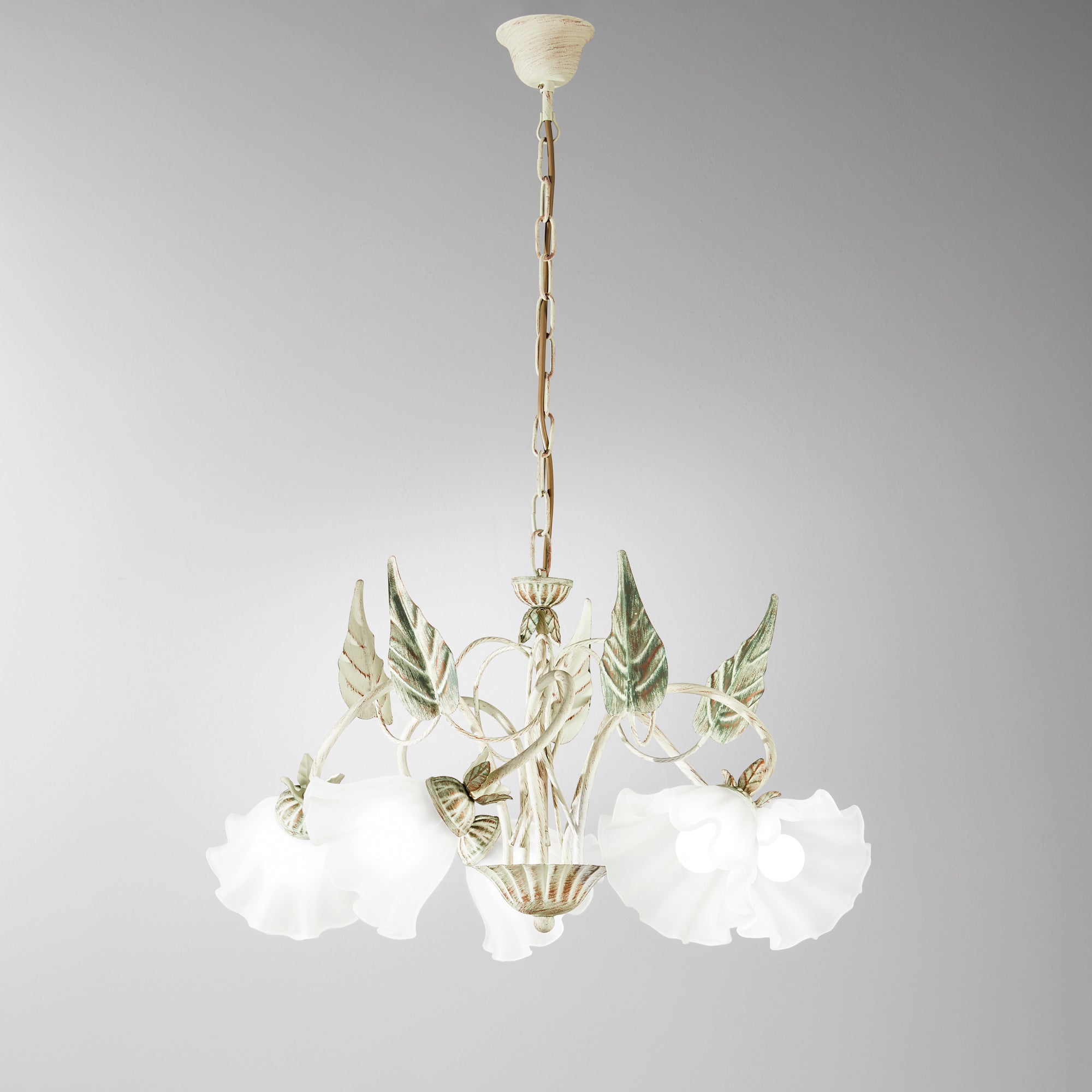 LAMPADARIO ISOTTA AVORIO 5XE14 62X100CM