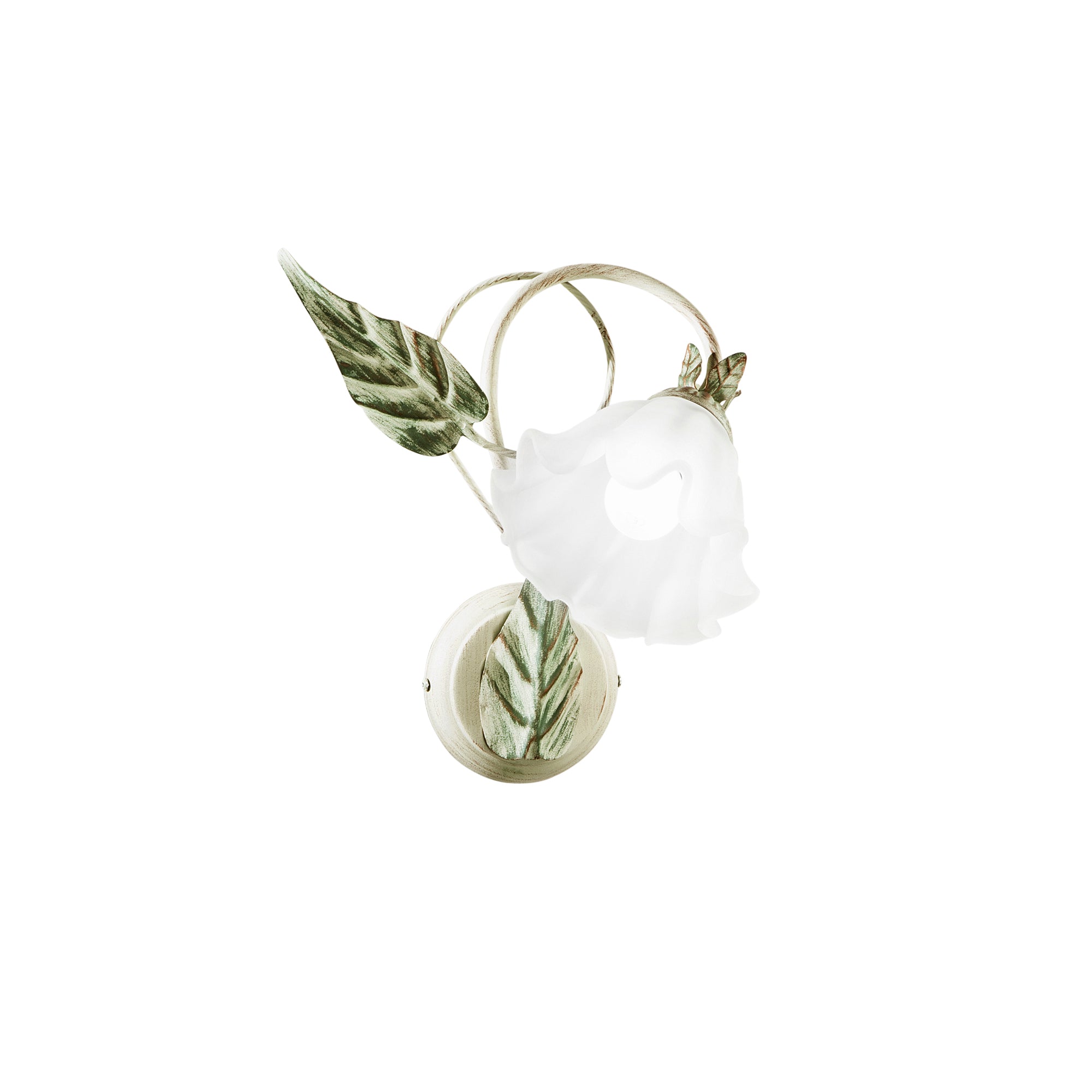 "Applique ISOTTA in metallo avorio e diffusore in vetro bianco"