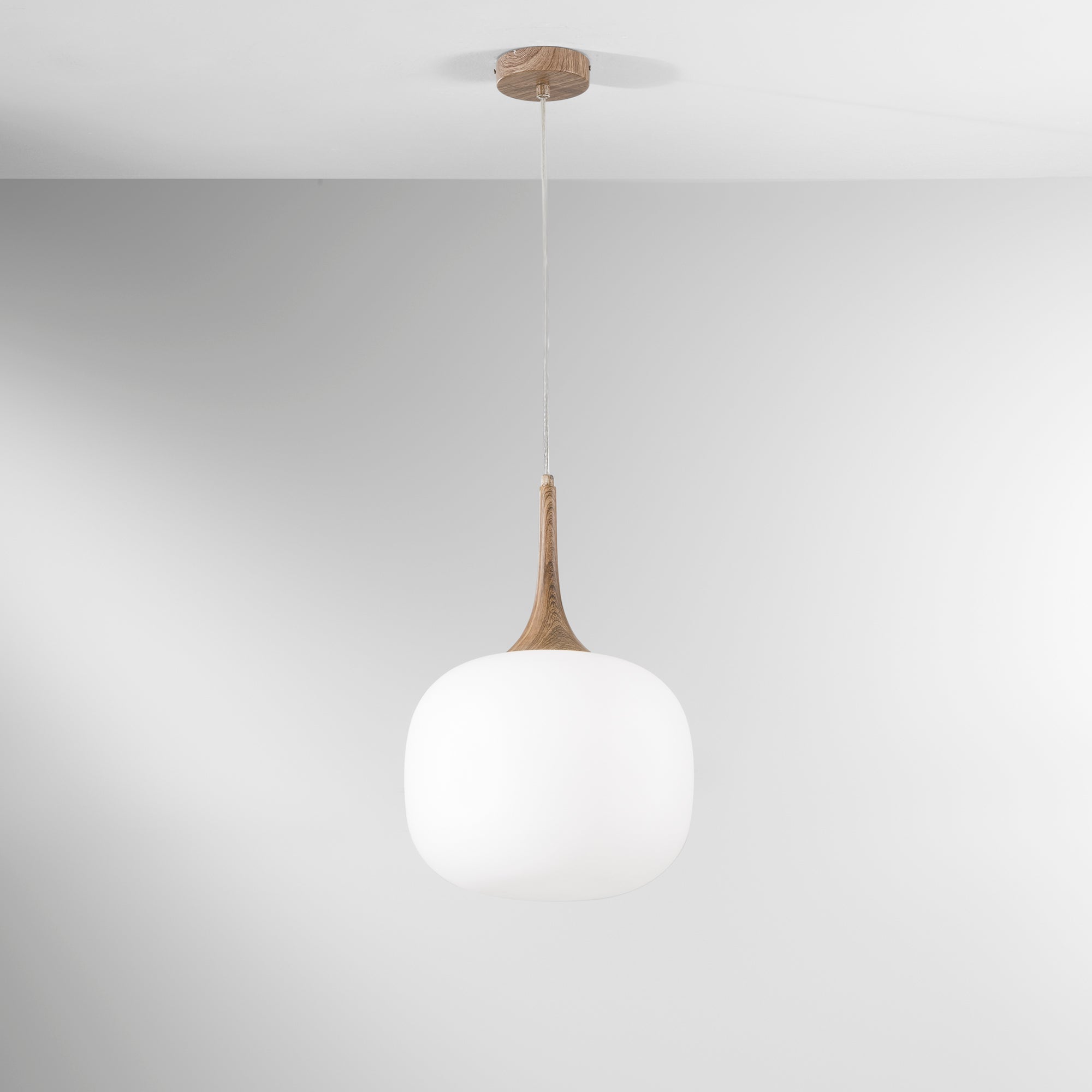 SOSPENSIONE JAIPUR BIANCA/LEGNO 1XE27 30X30X150CM
