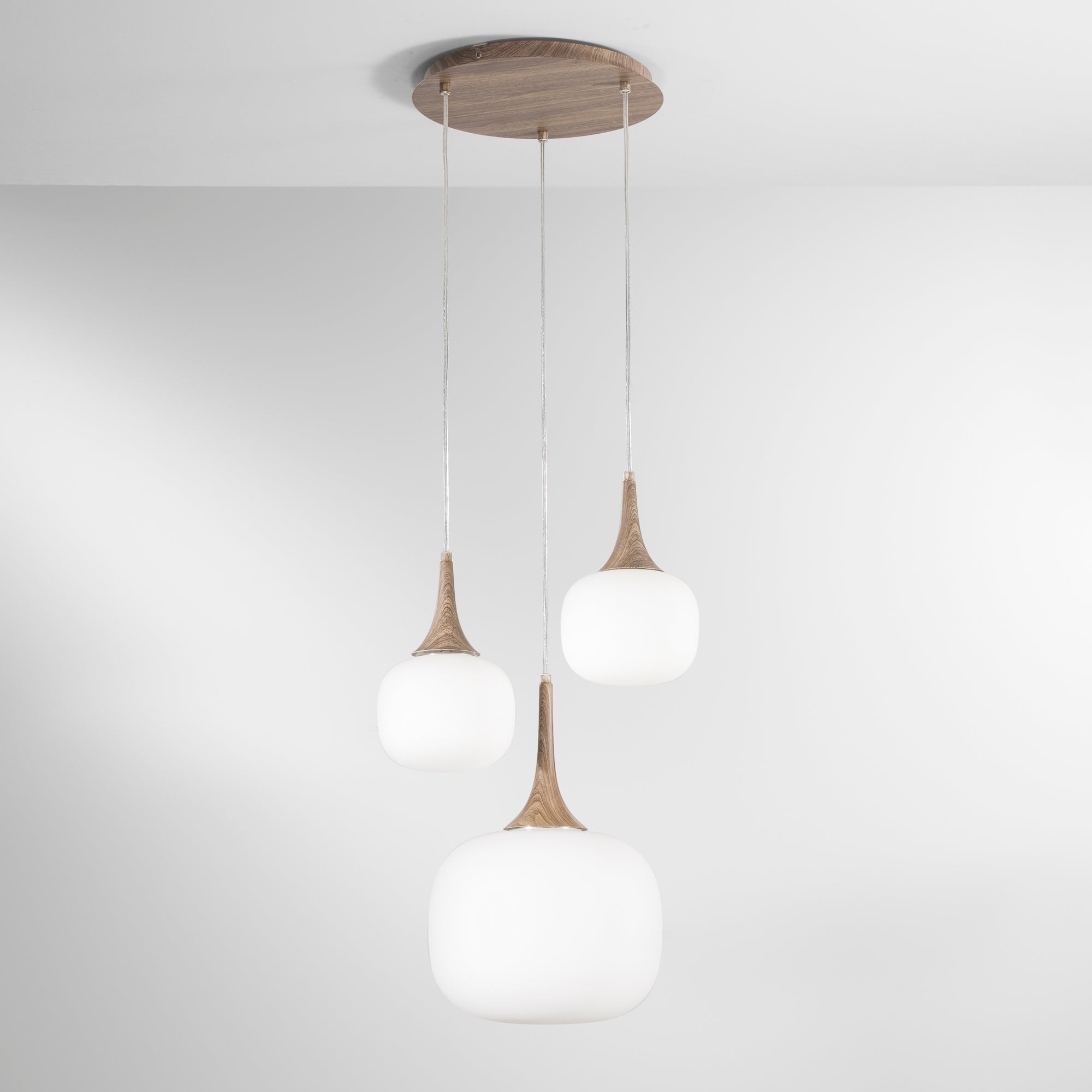 SOSPENSIONE JAIPUR BIANCA/LEGNO 1XE27+2XE14 39X39X150CM