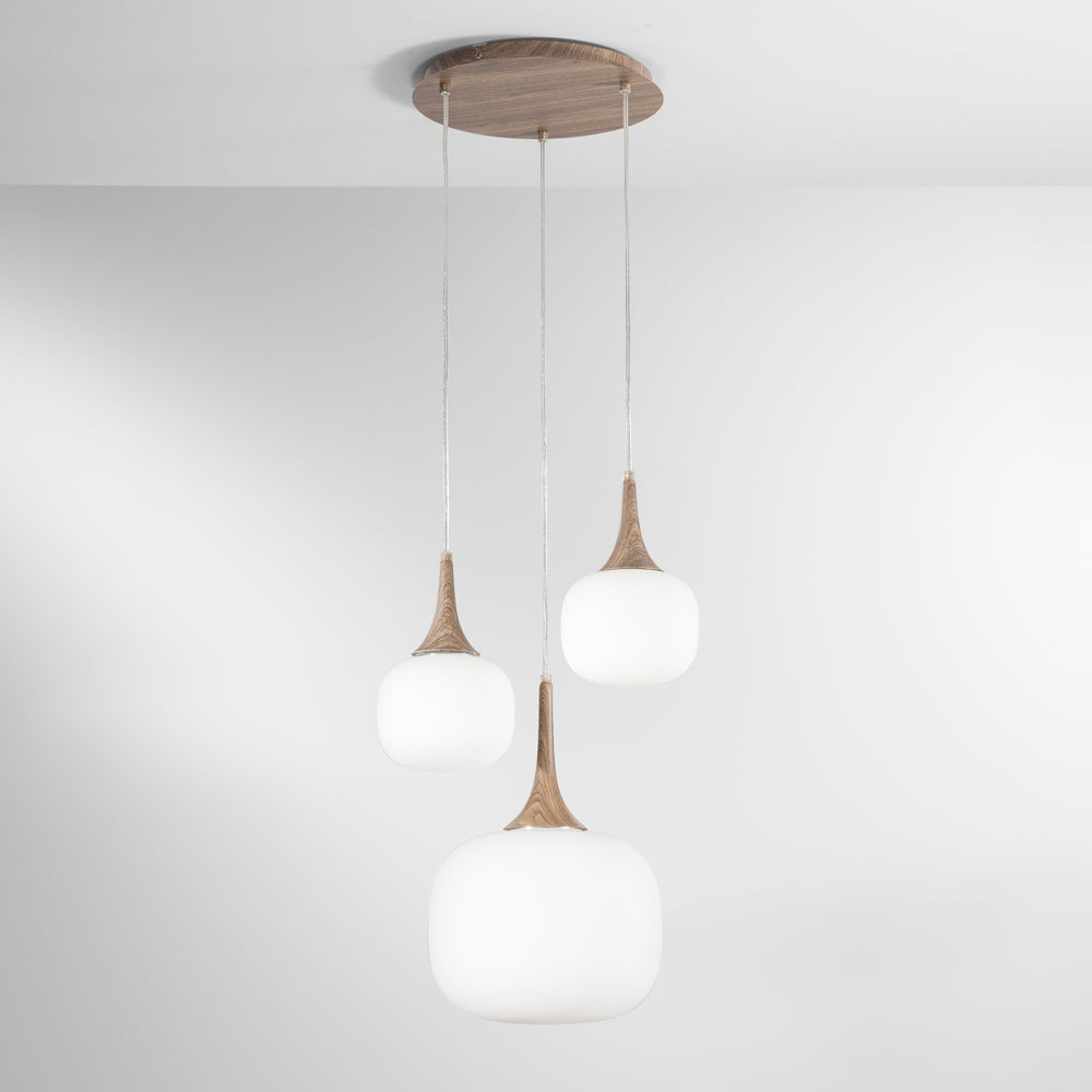 SOSPENSIONE JAIPUR BIANCA/LEGNO 1XE27+2XE14 39X39X150CM