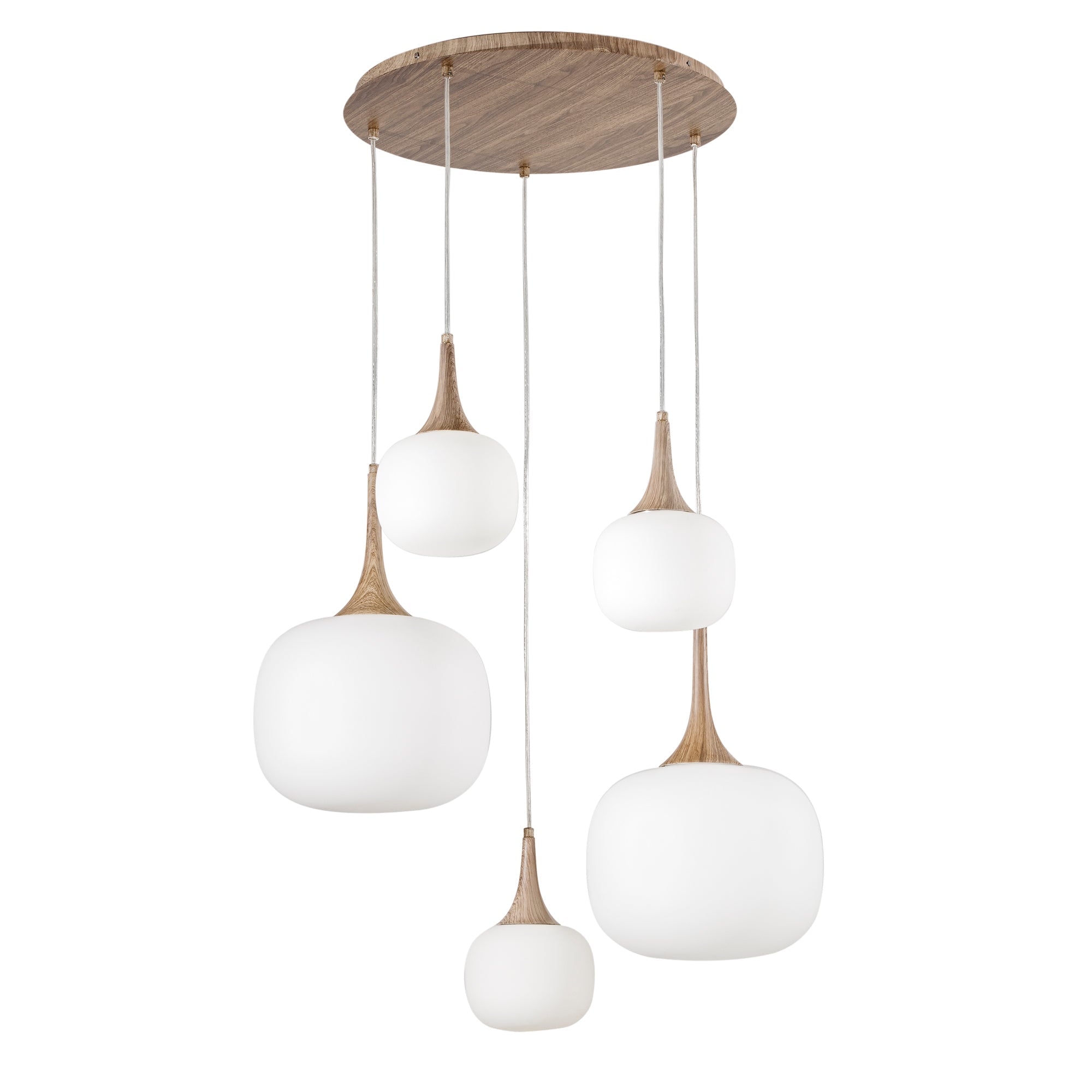 SOSPENSIONE JAIPUR BIANCA/LEGNO 2XE27+3XE14 70X70X200CM