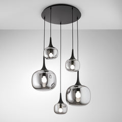 SOSPENSIONE JAIPUR FUME'/NERA 2XE27+3XE14 70X70X200CM