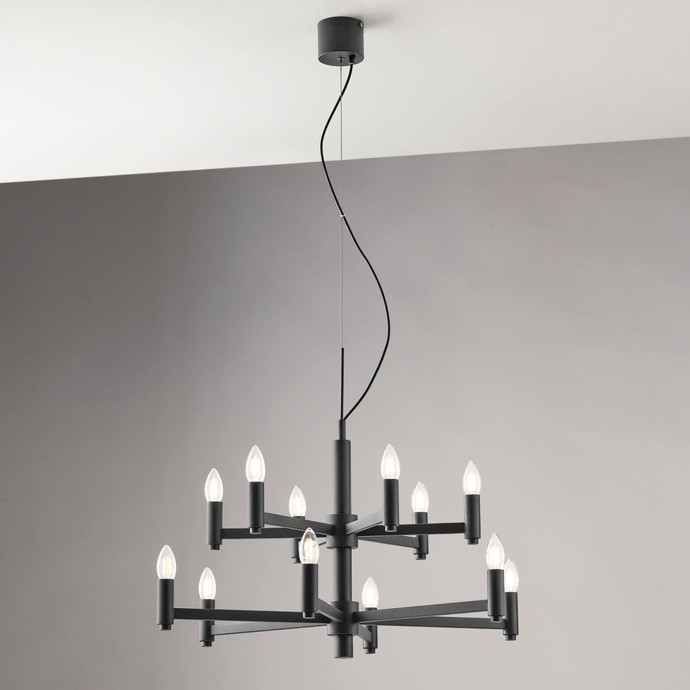 LAMPADARIO KAROL GRIGIO 12XE14 72X120CM