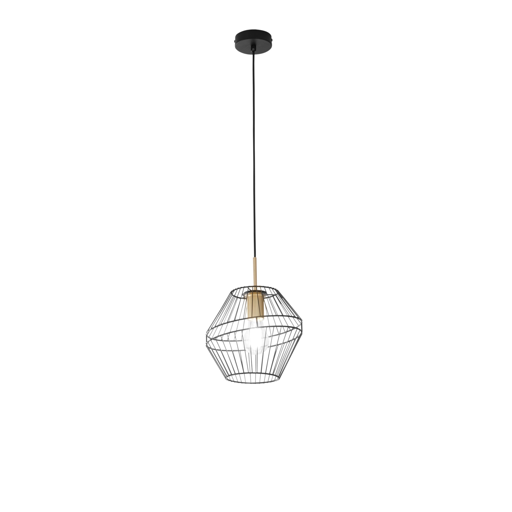 "Sospensione KIKO in metallo nero e oro diffusore singolo 25 cm. Ø"