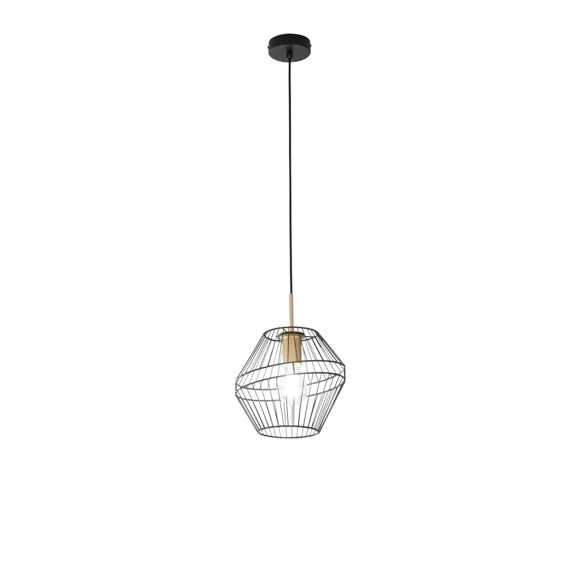 "Sospensione KIKO in metallo nero e oro diffusore singolo 25 cm. Ø"