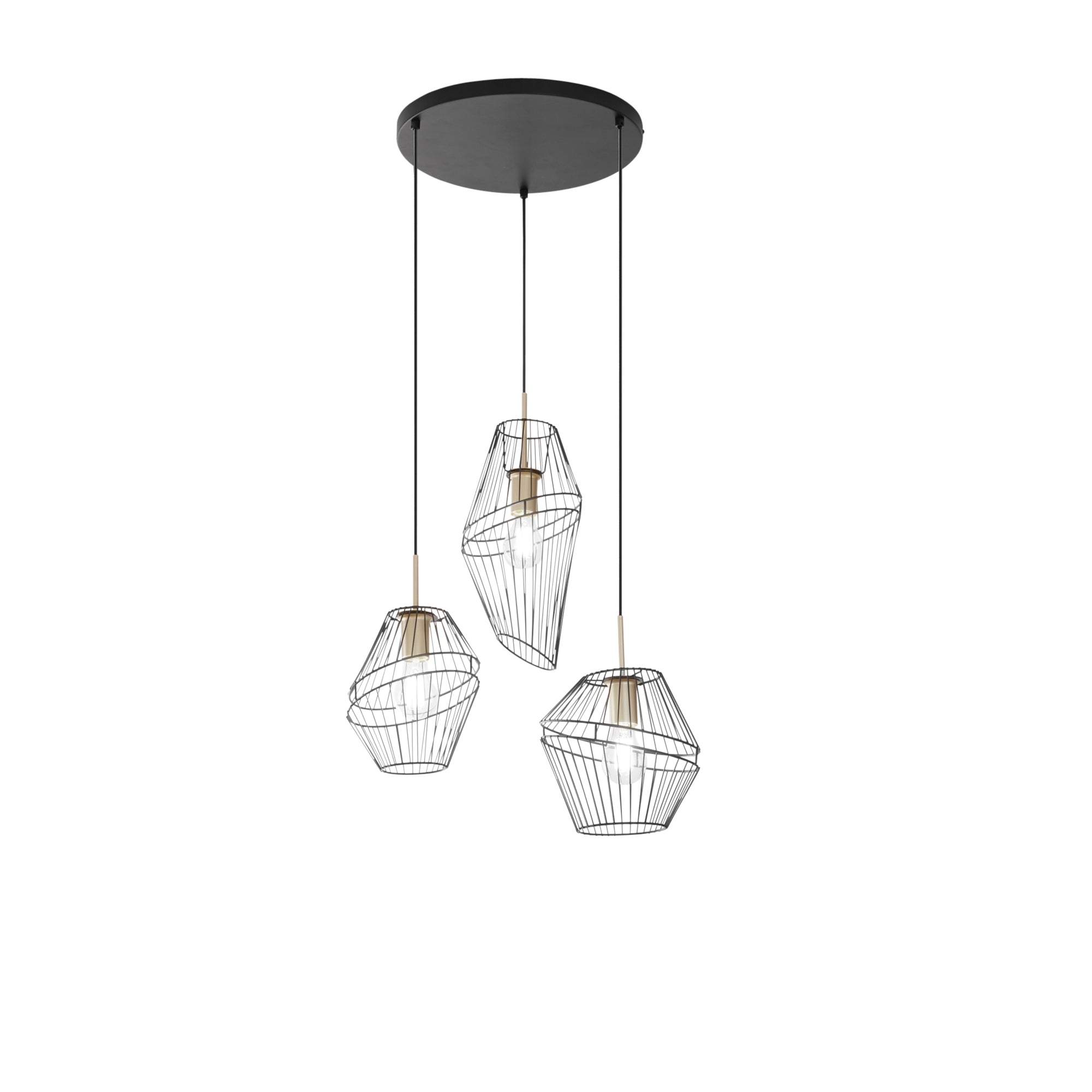 SOSPENSIONE KIKO NERA/ORO 3XE27 42X40X150CM