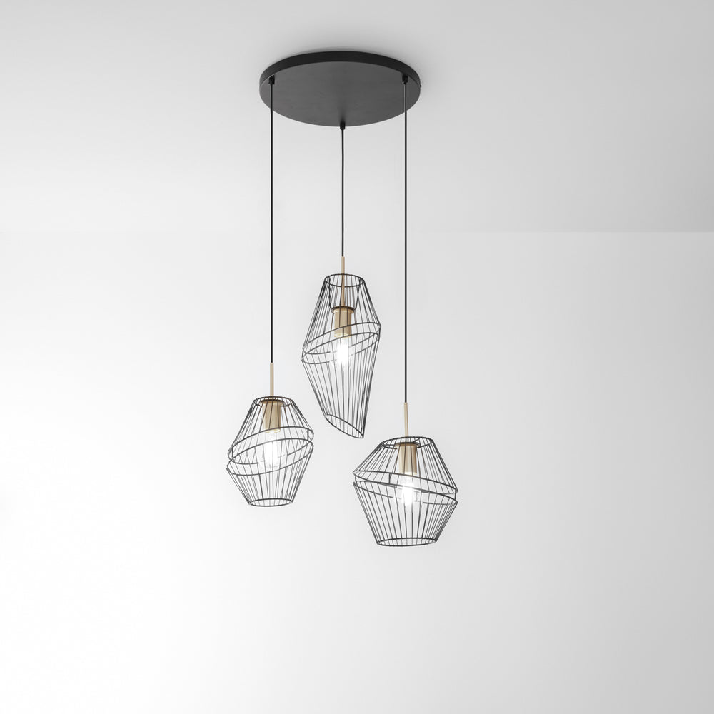 SOSPENSIONE KIKO NERA/ORO 3XE27 42X40X150CM
