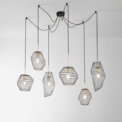 SOSPENSIONE KIKO NERA/ORO 6XE27 65X250CM