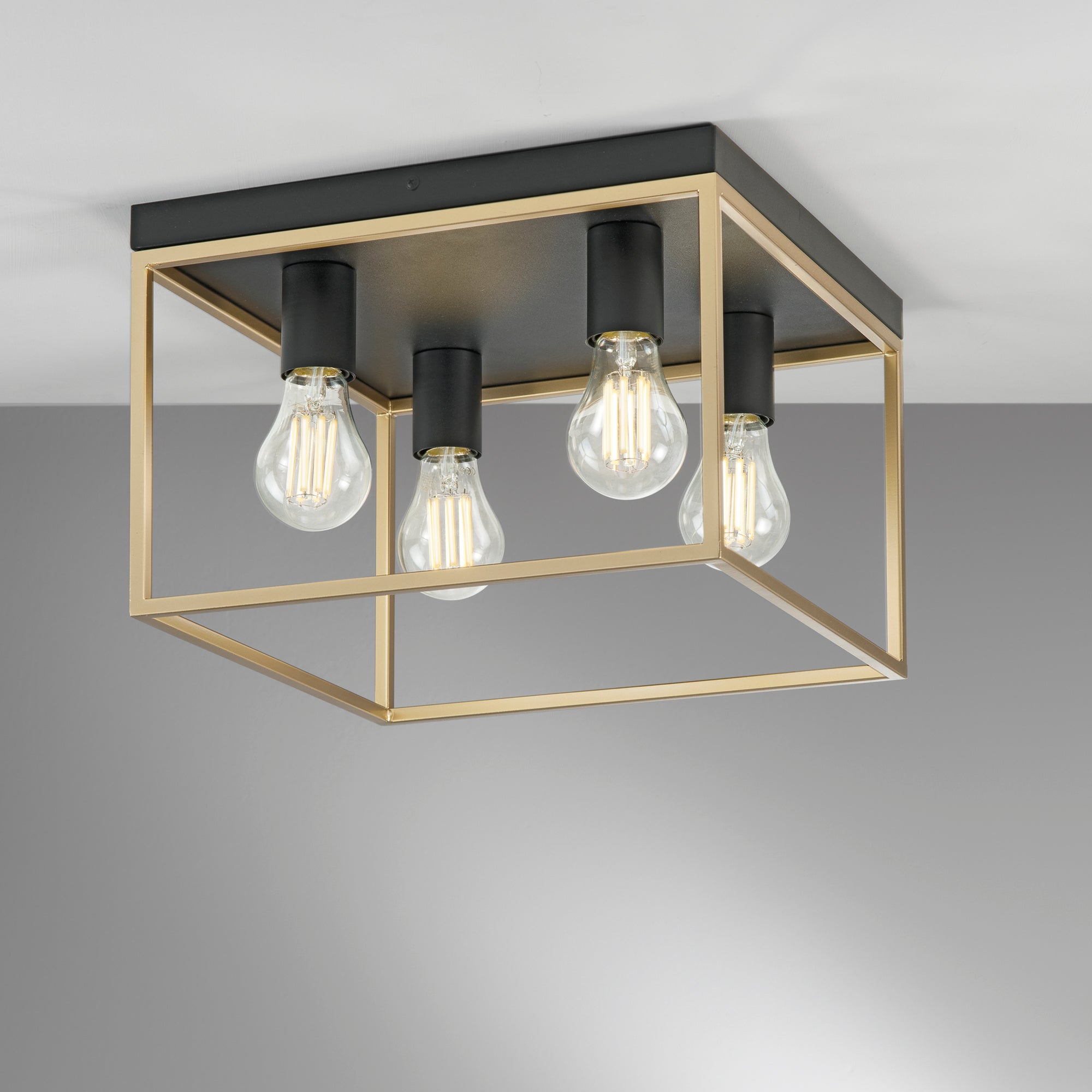 PLAFONIERA KIMERA NERA/ORO 4XE27 35X35X40CM