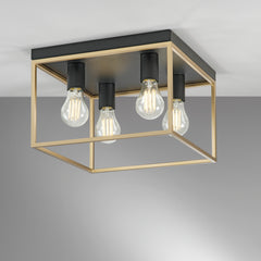 PLAFONIERA KIMERA NERA/ORO 4XE27 35X35X40CM