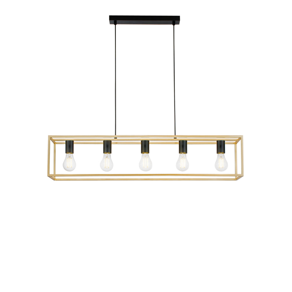 SOSPENSIONE KIMERA NERA/ORO 5XE27 100X20X150CM
