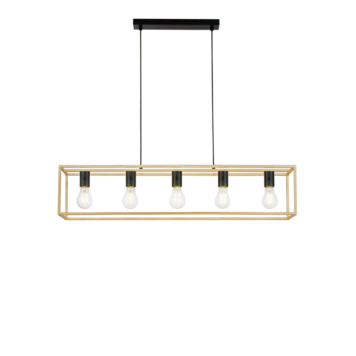 SOSPENSIONE KIMERA NERA/ORO 5XE27 100X20X150CM