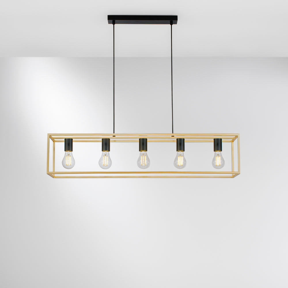 SOSPENSIONE KIMERA NERA/ORO 5XE27 100X20X150CM