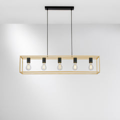 SOSPENSIONE KIMERA NERA/ORO 5XE27 100X20X150CM