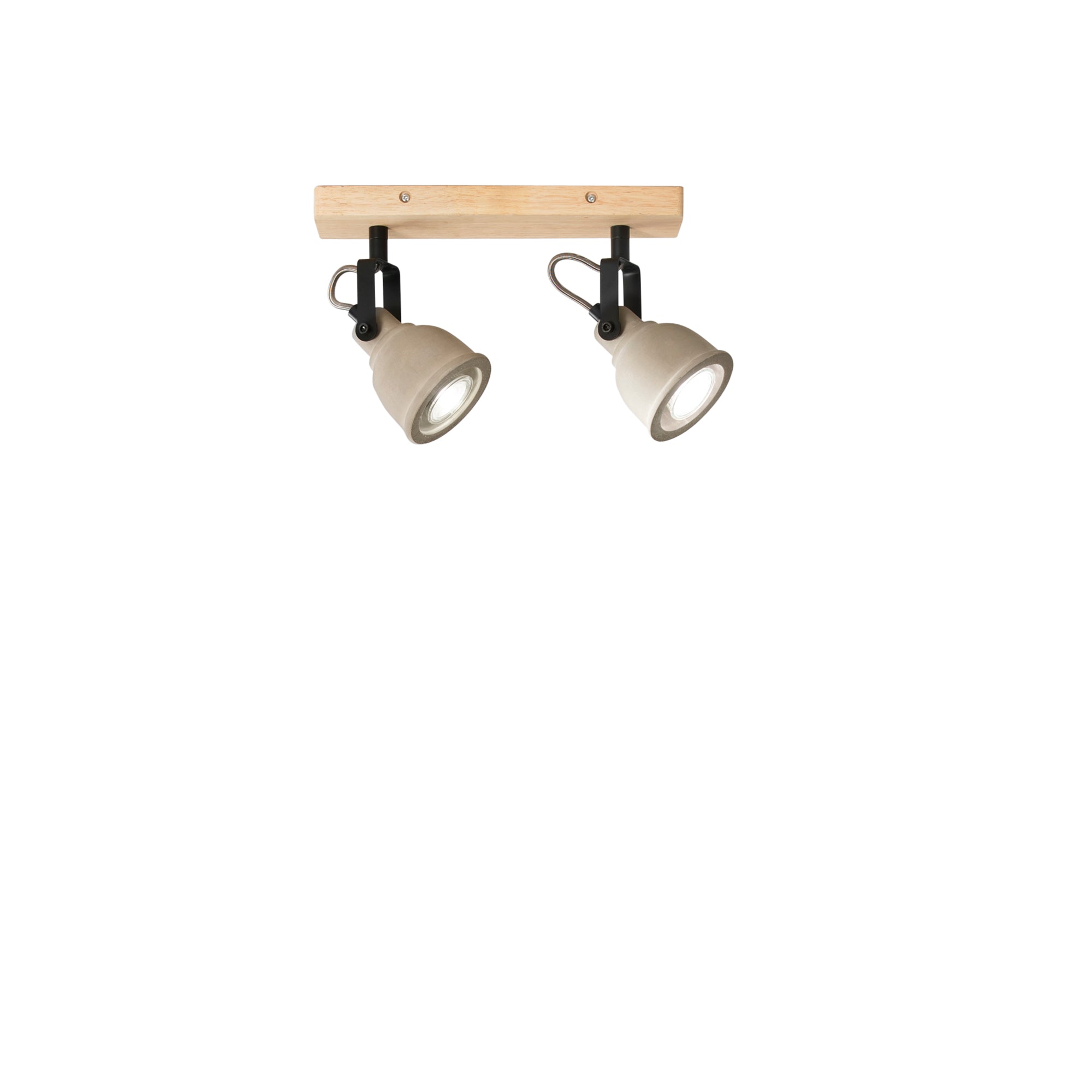 "Applique KISA con base in legno e 2 diffusori in cemento"