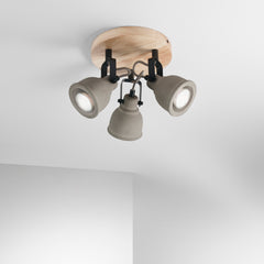 PLAFONIERA KISA GRIGIA/LEGNO 3XGU10 20X20X20,3CM