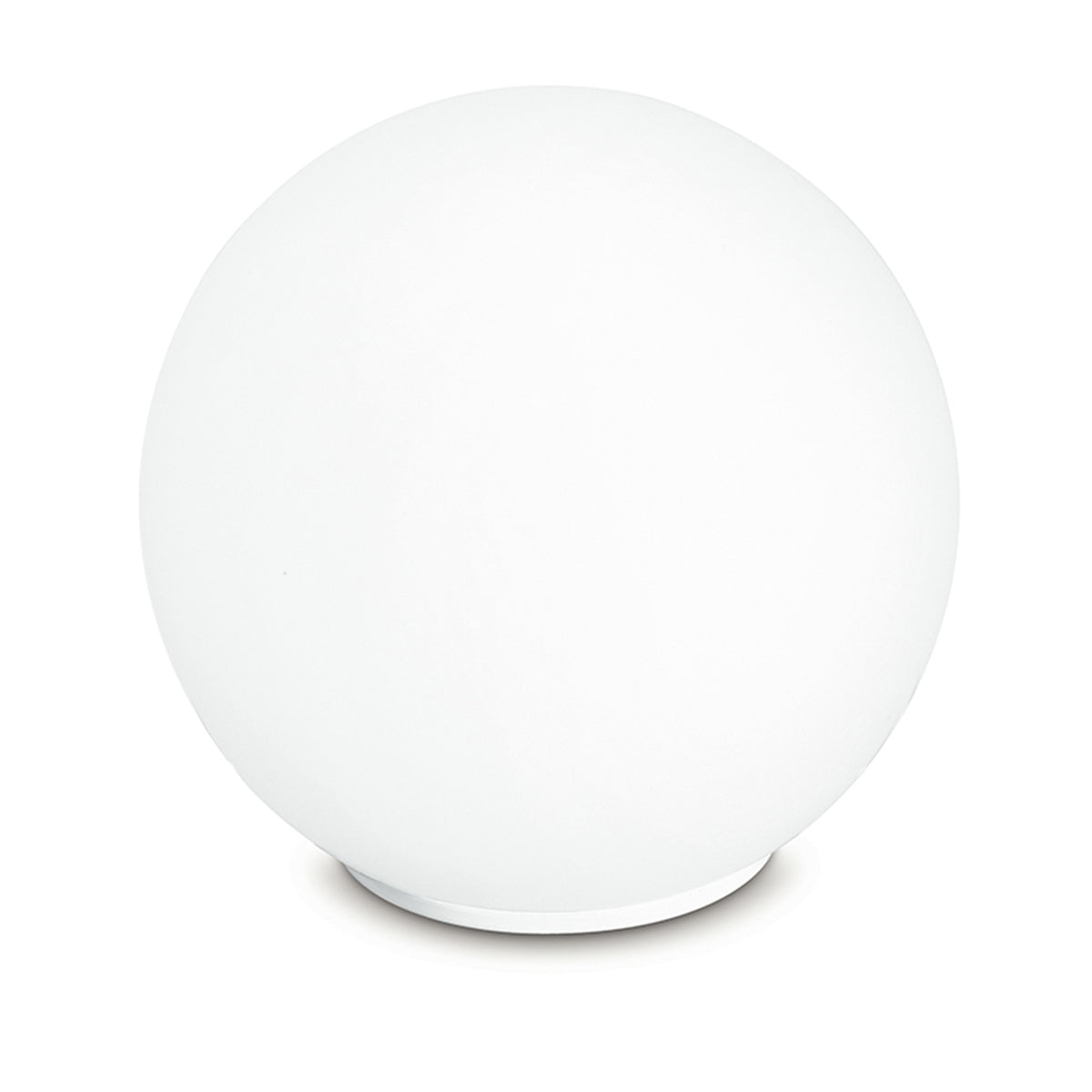 "Lampada da tavolo CITY in metallo cromato e diffusore a sfera bianco 15 cm."