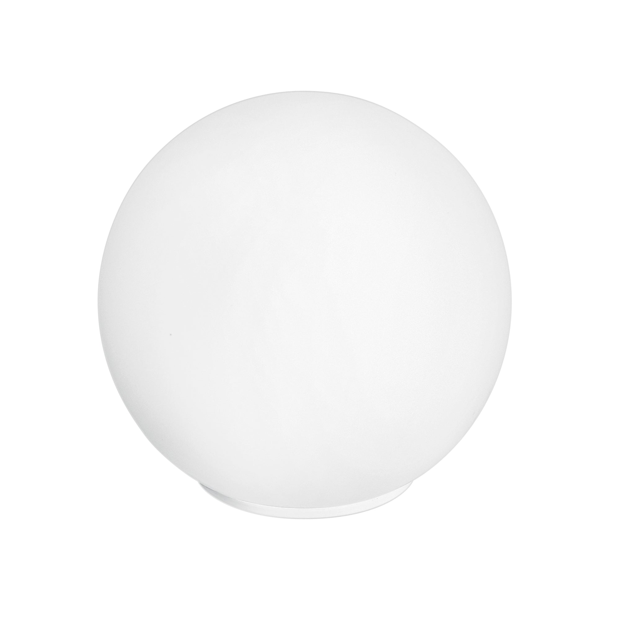 "Lampada da tavolo CITY in metallo cromato e diffusore a sfera bianco 35 cm."