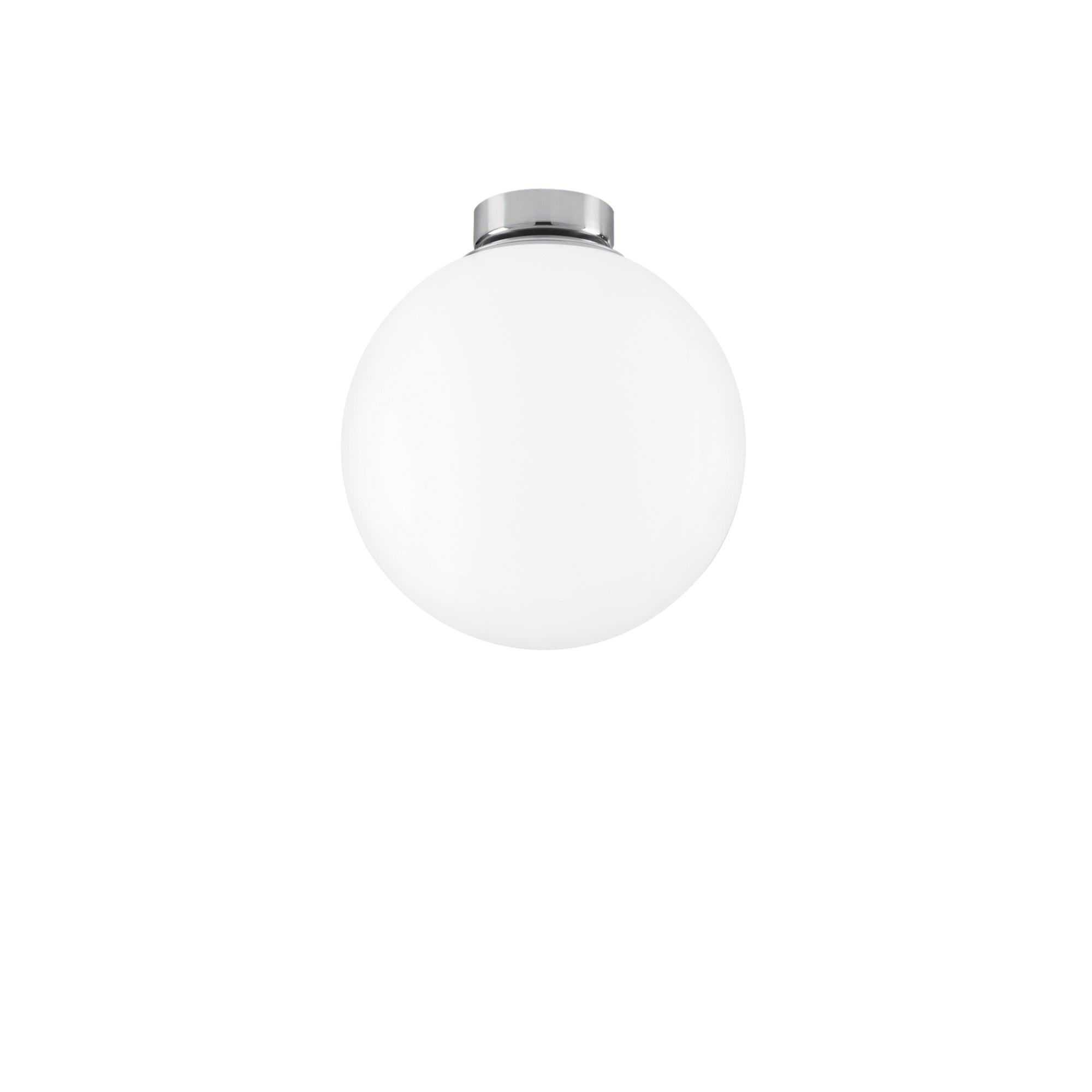 "Plafoniera CITY in metallo cromato con diffusore in vetro bianco 20 cm."