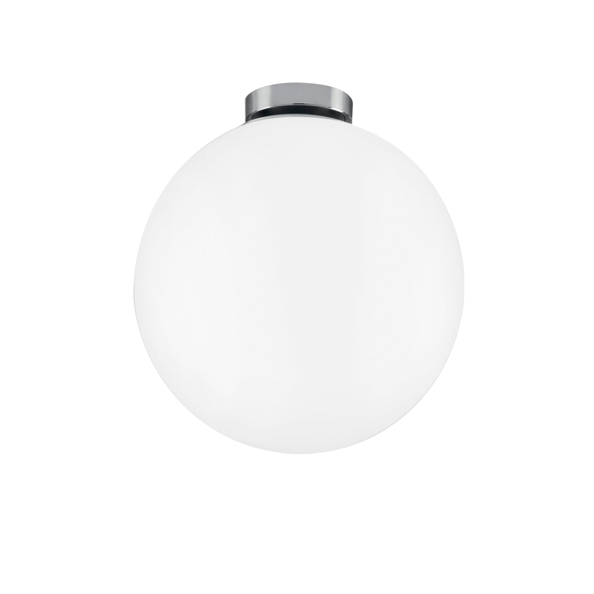 "Plafoniera CITY in metallo cromato con diffusore in vetro bianco 30 cm."