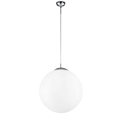 "Sospensione CITY in metallo cromato con diffusore singolo in vetro bianco 45 cm."