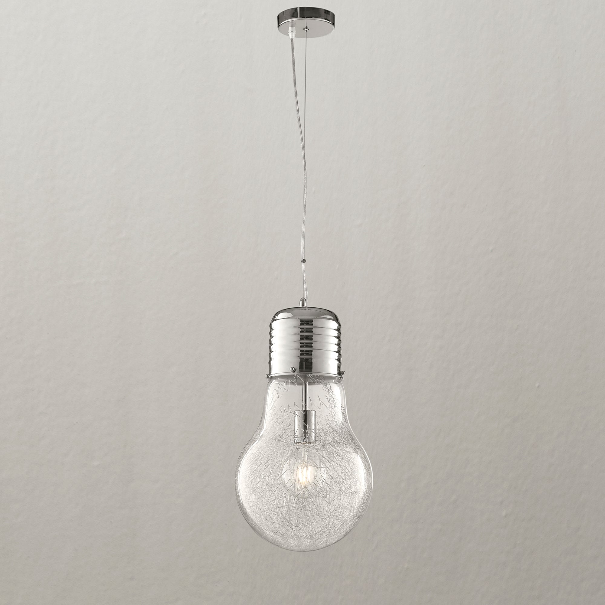 SOSPENSIONE LAMPADINA CROMO 1XE27 30X120CM