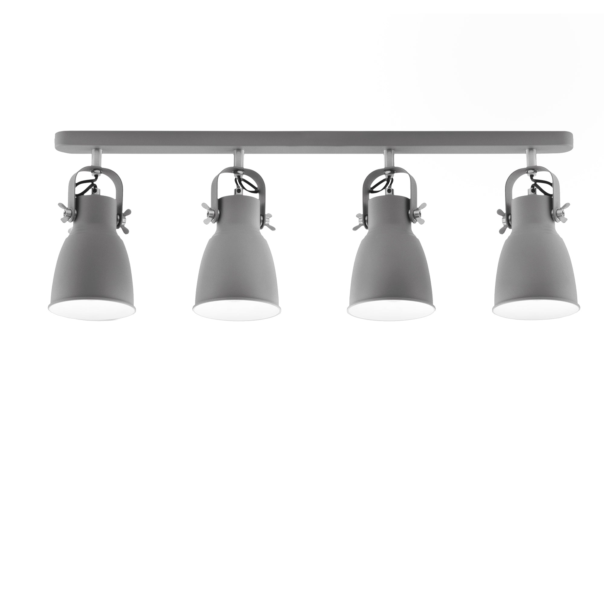 "Applique LEGEND in metallo grigio e bianco con quattro luci orientabili"