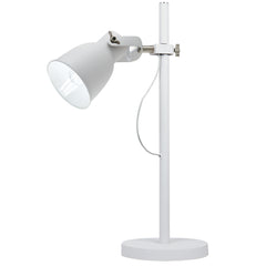 "Lampada da tavolo LEGEND in metallo bianco con finiture nichel"
