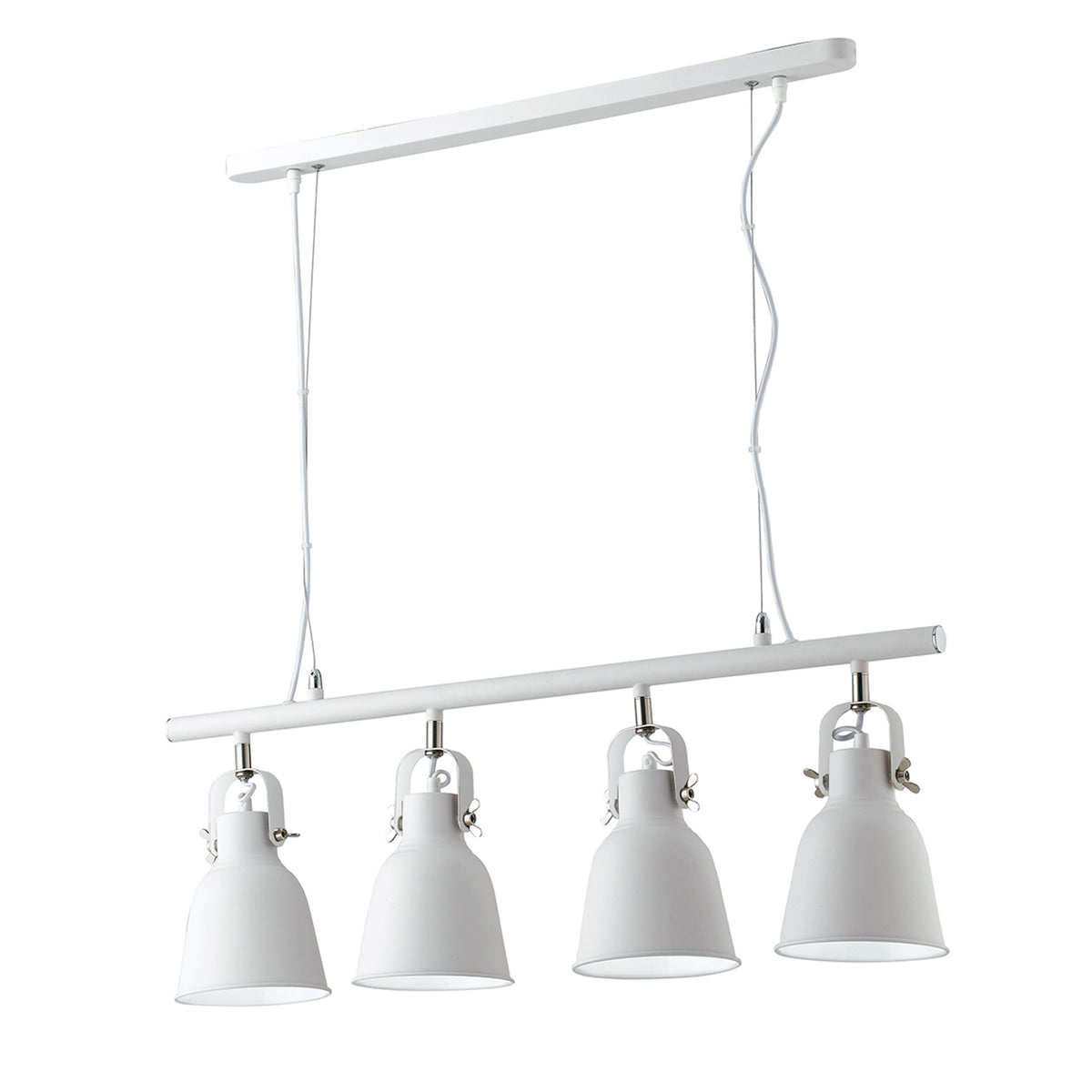 "Sospensione LEGEND in metallo bianco con finiture nichel 4 punti luce"