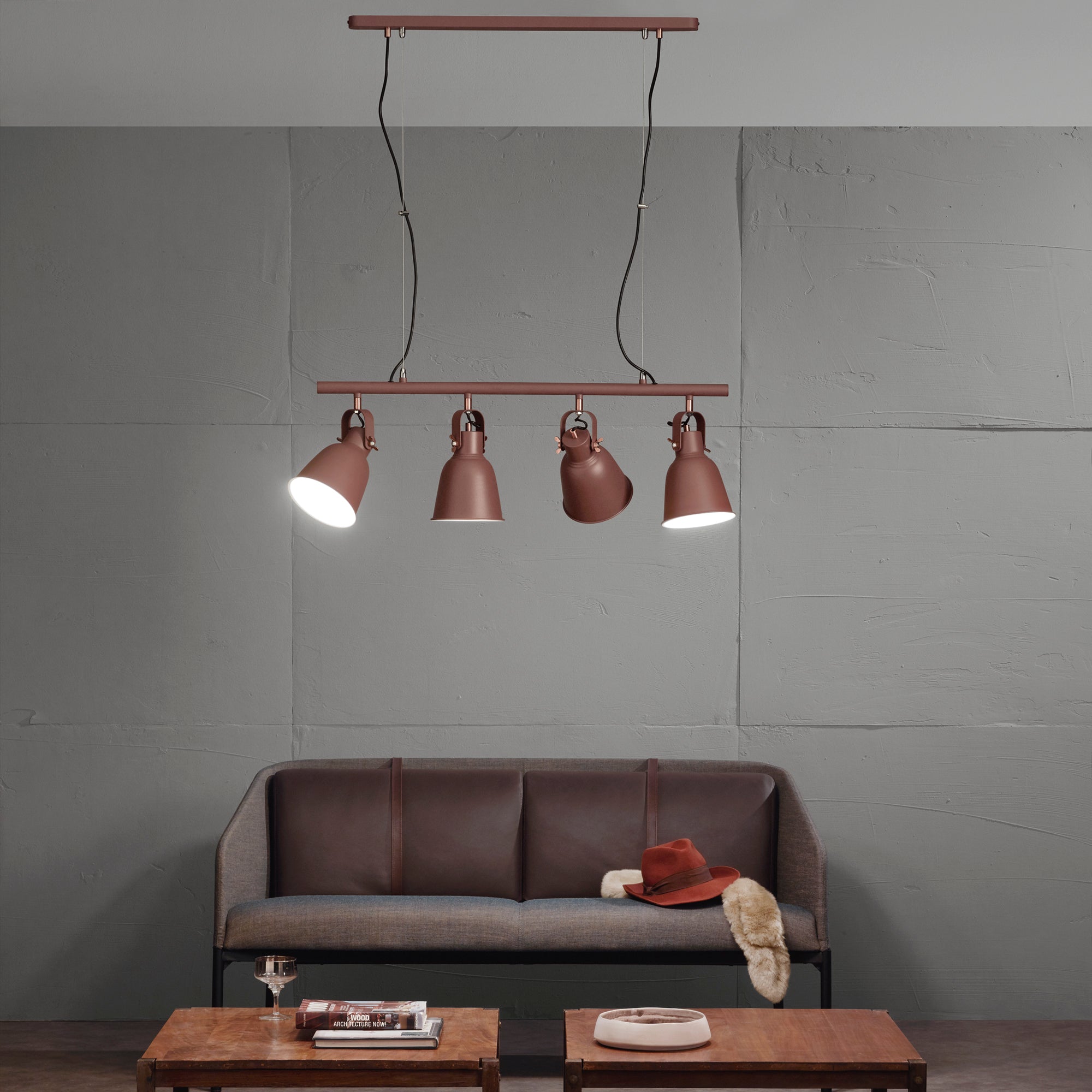 SOSPENSIONE LEGEND CORTEN/RAME 4XE27 85,5X15,5X179CM