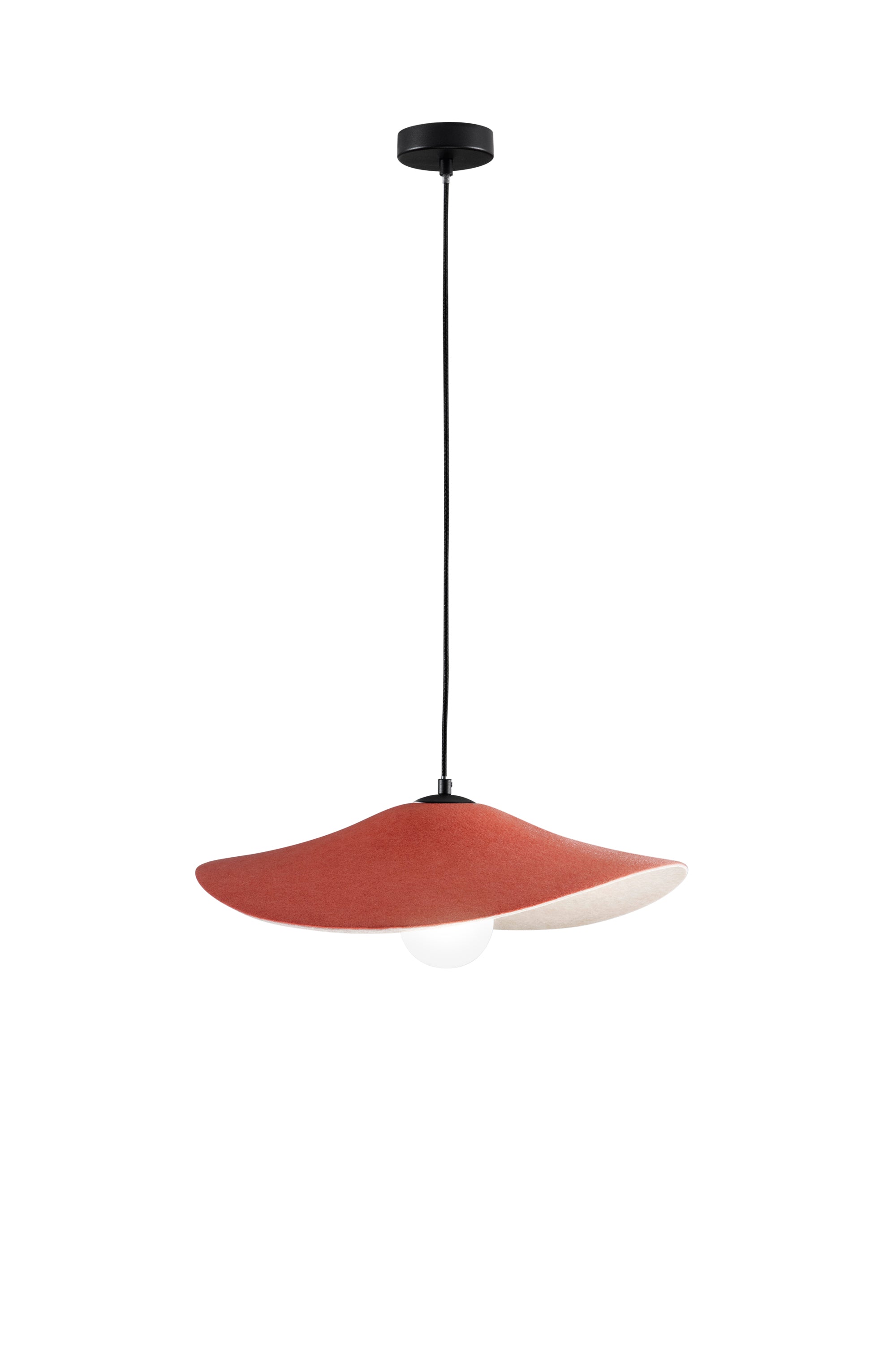 SOSPENSIONE LENGLEN IN FELTRO ARANCIONE CAVO 2M PARALUME 50CM 1XE27