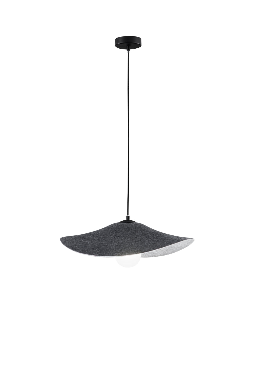 SOSPENSIONE LENGLEN IN FELTRO NERO CAVO 2M PARALUME 50CM 1XE27