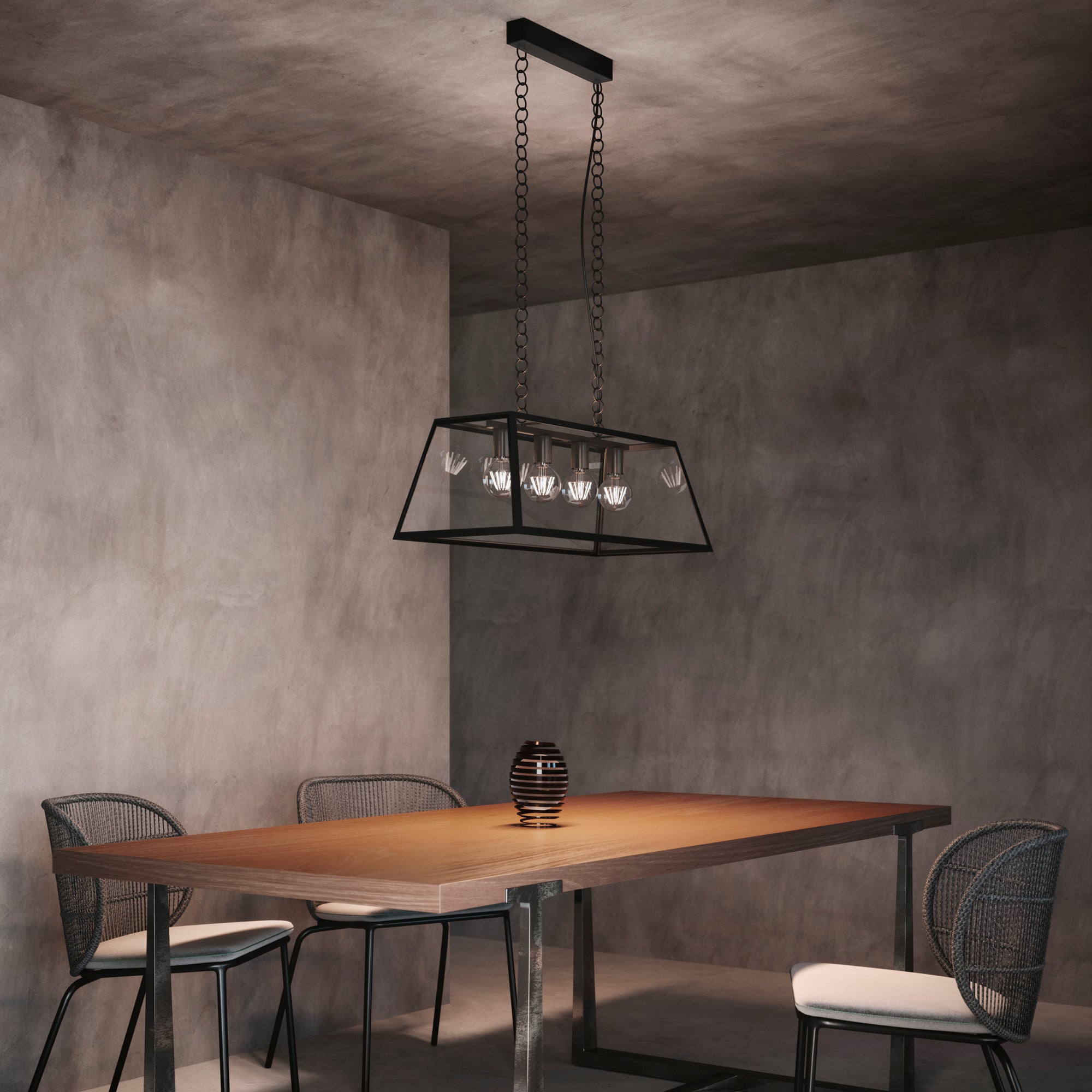 SOSPENSIONE LEXINGTON NERA 4XE27 80X35X113CM