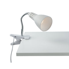 "Applique LOGIKO in metallo bianco con diffusore orientabile e pinza"