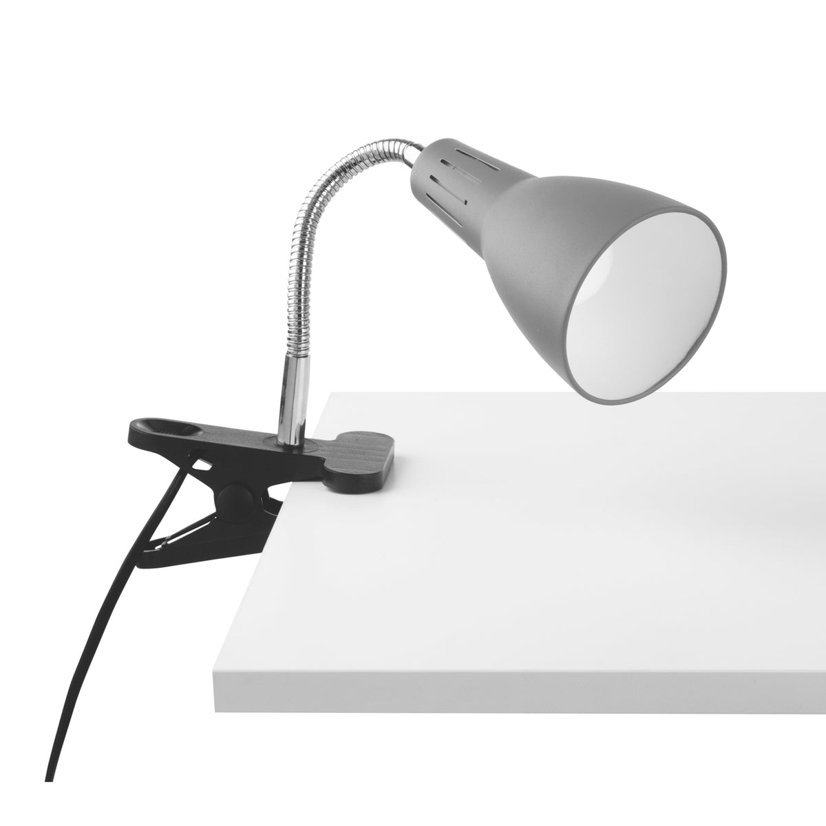 "Applique LOGIKO in metallo grigio con diffusore orientabile e pinza"