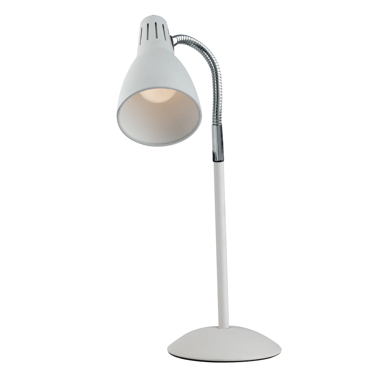 "Lampada da tavolo LOGIKO in metallo bianco con diffusore orientabile"