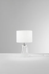 LUME LONDON BIANCO IN VETRO E PARALUME IN TESSUTO 1XE14 STRUTTURA D18X30.1CM PARALUME D18X15CM