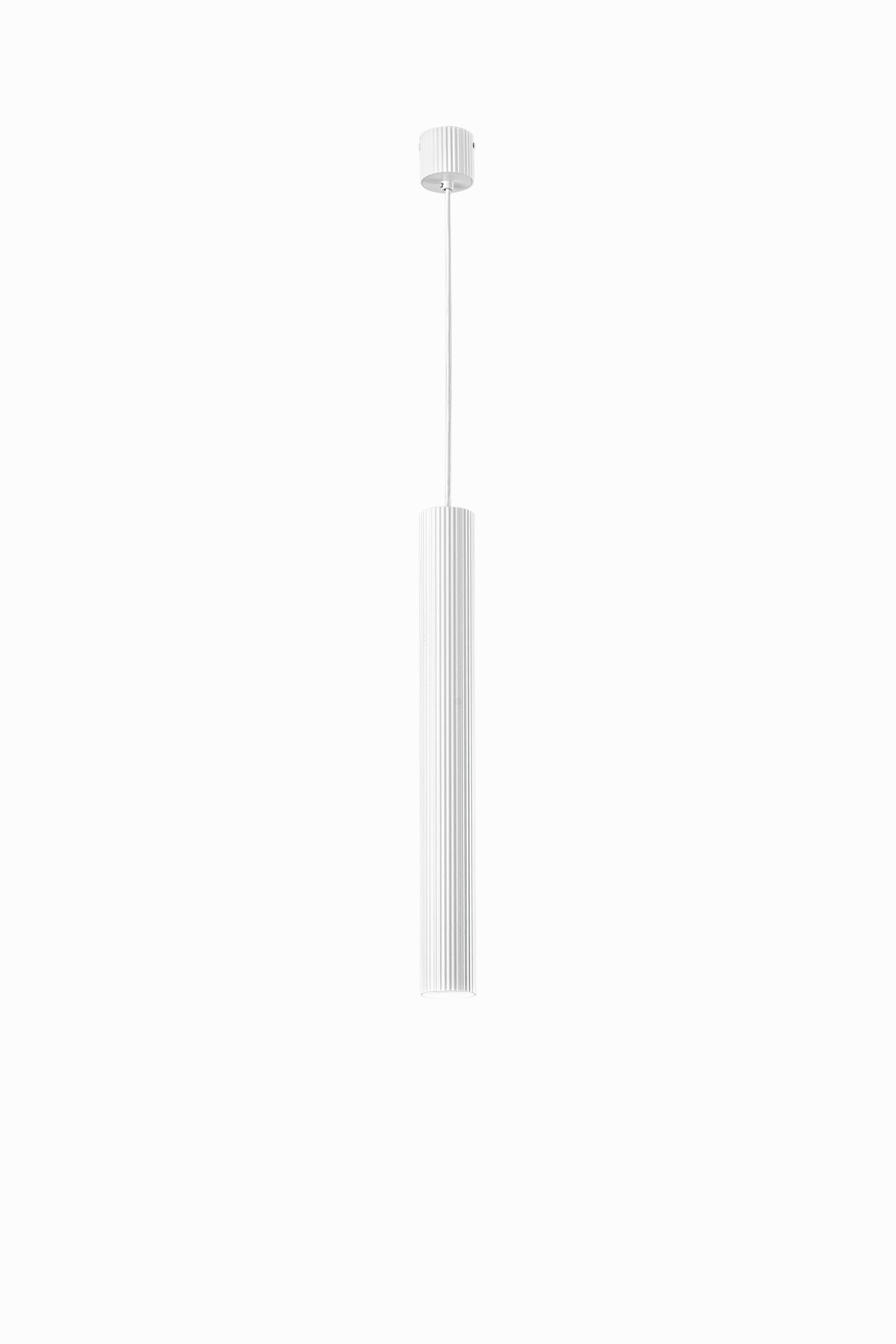 "Sospensione LORD bianco in acciaio e alluminio punto luce singolo h 255cm."