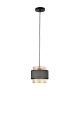 "Sospensione LOUNGE oro e nero 1 punto luce h200cm, 21cm. Ø"
