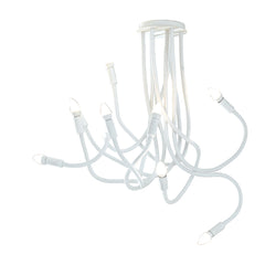 "Plafoniera LOVER in metallo bianco con 9 bracci flessibile"
